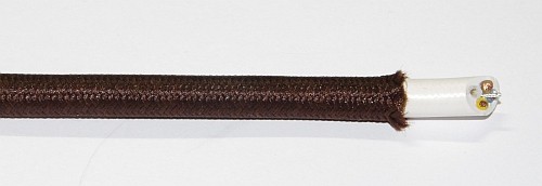 Textilumflochtene PVC-Schlauchltg. mit Stahlseil zur Zugentlastung 3G0,75 braun
