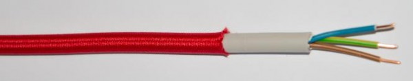 Textilumflochtene Verlegeleitung NYM-J 3x1,5 rot