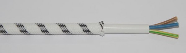Monofilumflochtene PVC-Schlauchltg. H03VV-F 3G0,75 weiß-schwarz